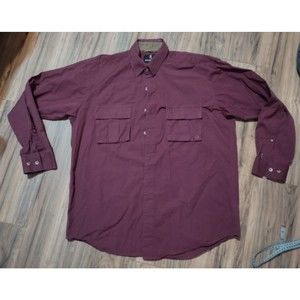 Browning Button Up Shirt Mens L Maroon Solid Long Sleeve Casual Hunting BR204
